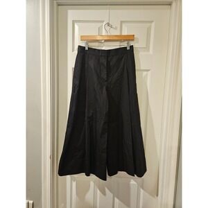 COS Black Wide Leg Cropped Pants Elastic Smock Waist Cotton Size EUR 36 US 4